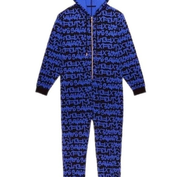 Savage X Fenty Blue Tagged Onesie Forever Savage Hooded Onesie - Picture 4 of 7
